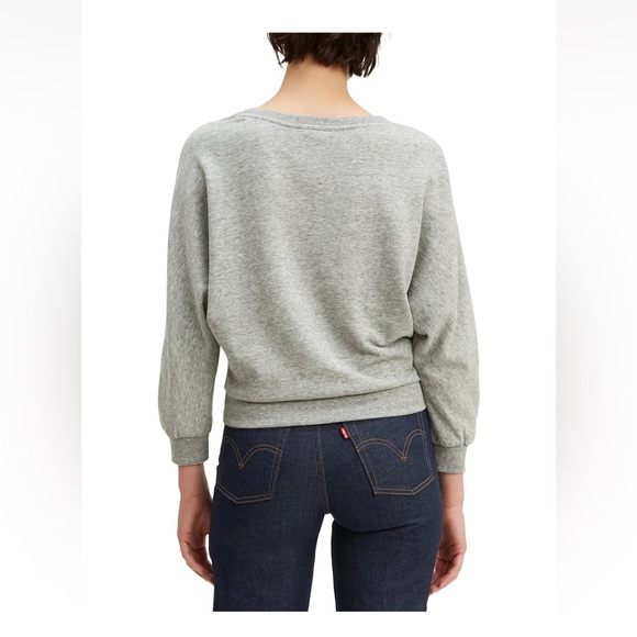 Levi's Womens Large Gray Crop Drop Shoulder Dolman French Terry Sweatshirt - Picture 2 of 7